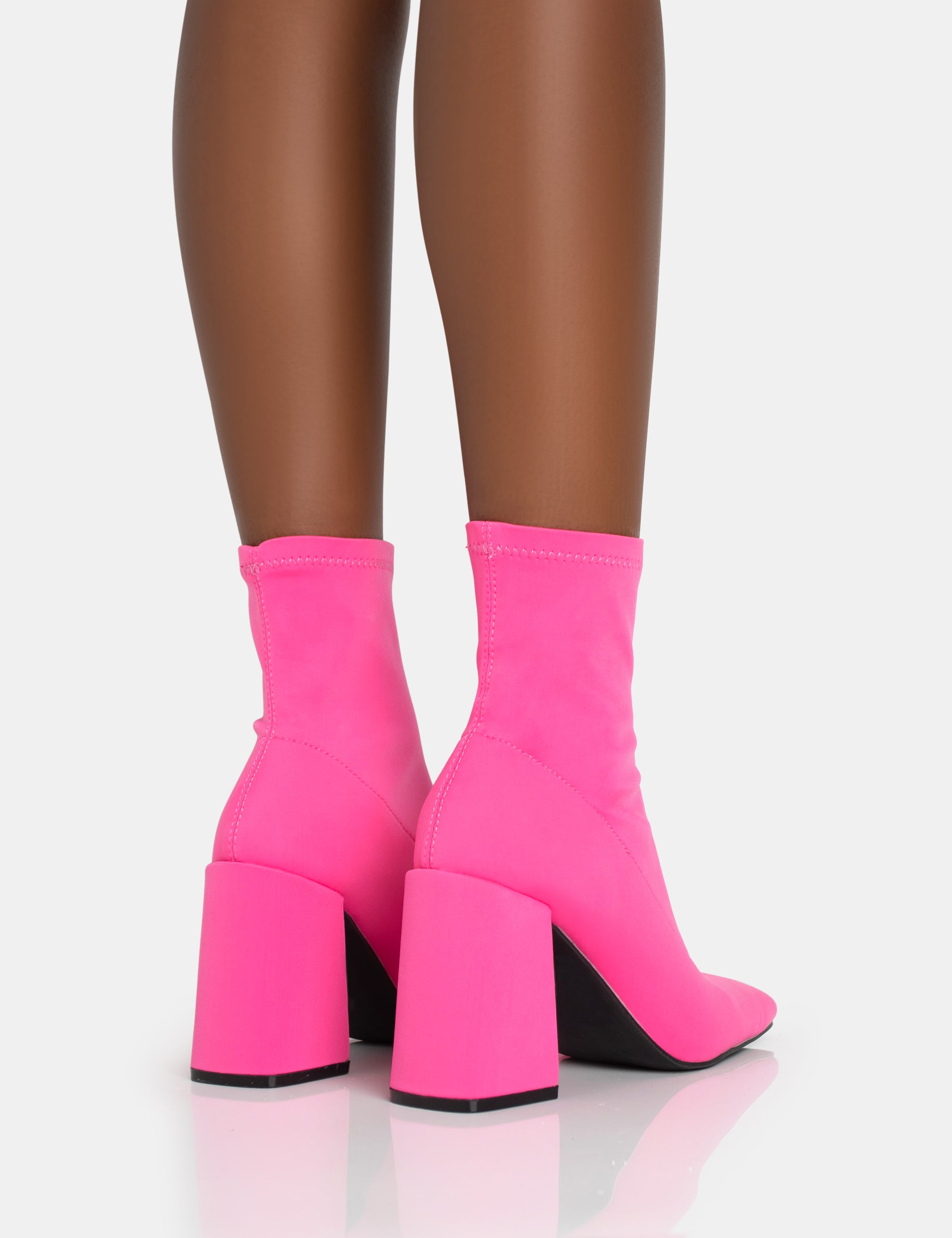 Pink sock boots block heel outlet