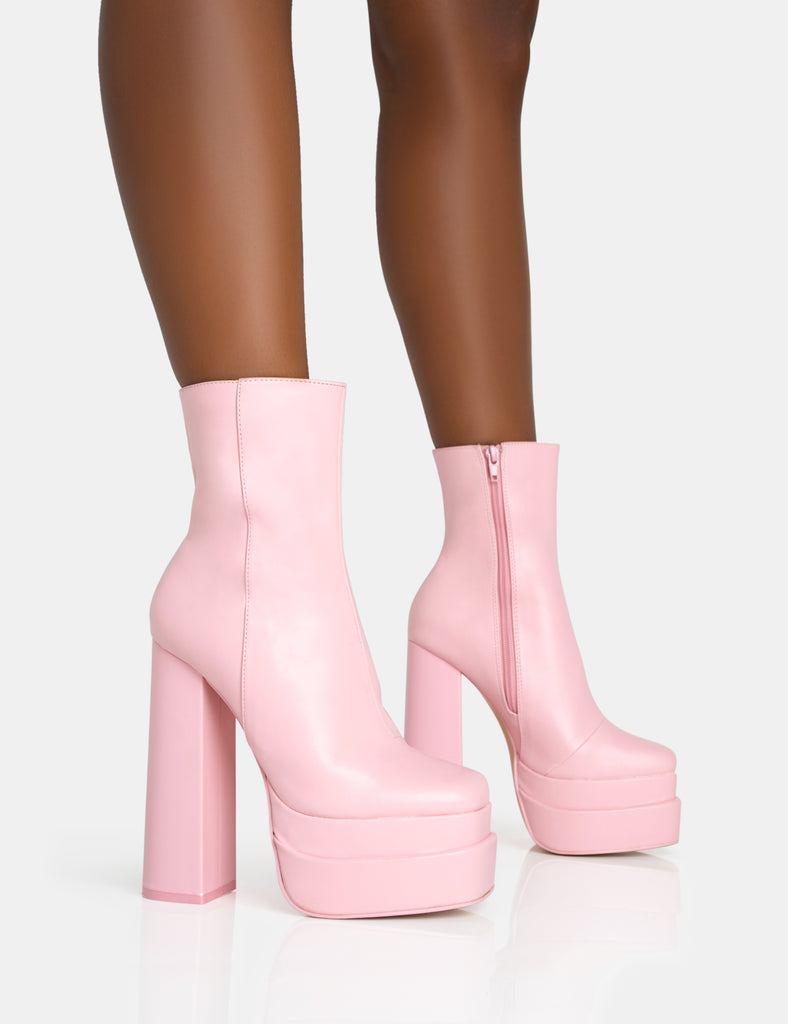 Pink platform ankle boots 2025