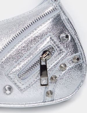 The Candice Zip Detailed Silver Croc Shoulder Bag