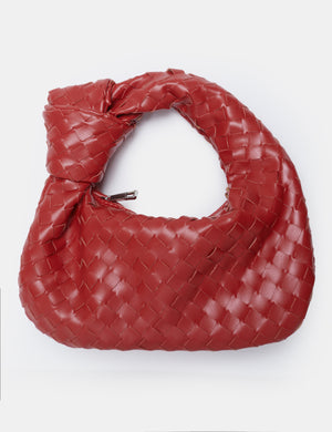 The Blame Red Woven Pu Knot Detail Mini Pu Bag