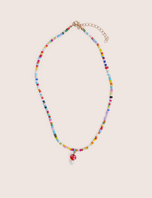 Muilticoloured Beaded Mushroom Necklace