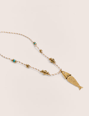 Rope Detail Necklace With Sea Life Charms