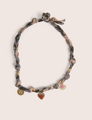 Rope Detail Necklace With Gold Charms