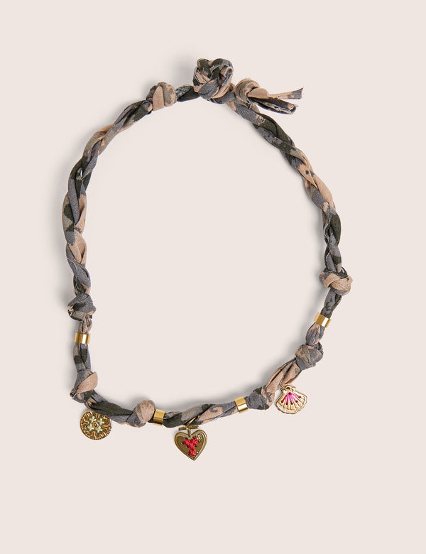 Rope Detail Necklace With Gold Charms