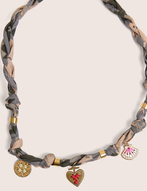 Rope Detail Necklace With Gold Charms