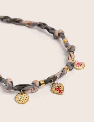 Rope Detail Necklace With Gold Charms