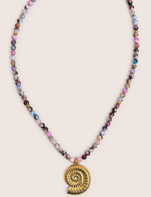 Multi Coloured Beaded Shell Detail Necklace