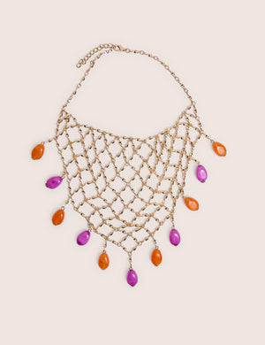 Chainmail Necklace With Beads in Gold