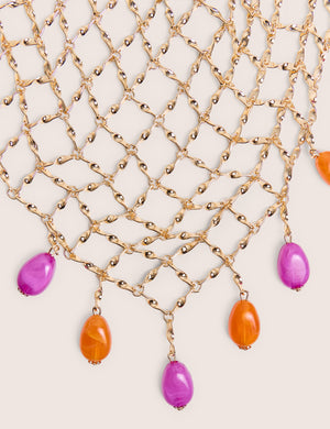 Chainmail Necklace With Beads in Gold