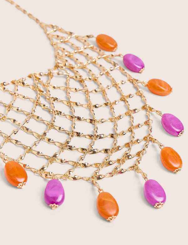 Chainmail Necklace With Beads in Gold