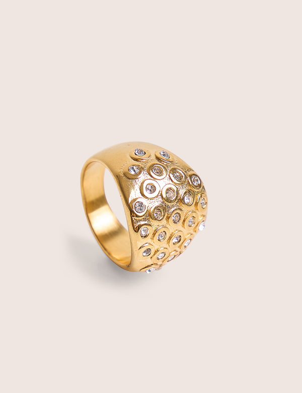 Gold Ring With Diamante Detail
