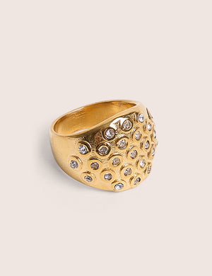 Gold Ring With Diamante Detail