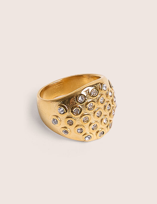 Gold Ring With Diamante Detail