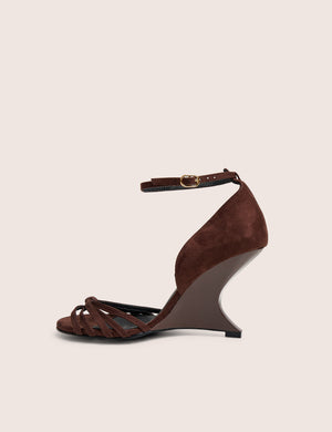 Alice Chocolate Brown Suedette Wedge Heels