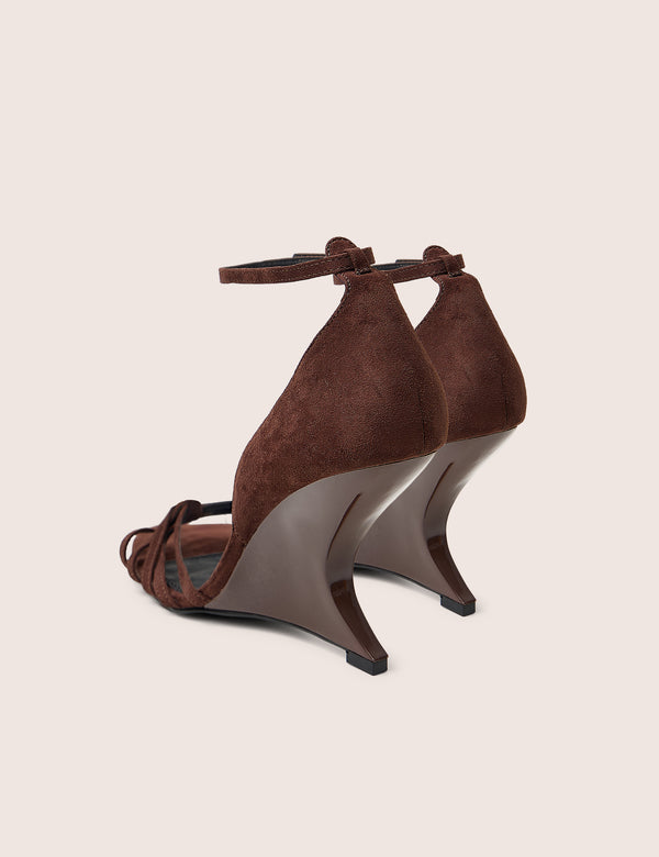 Alice Chocolate Brown Suedette Wedge Heels