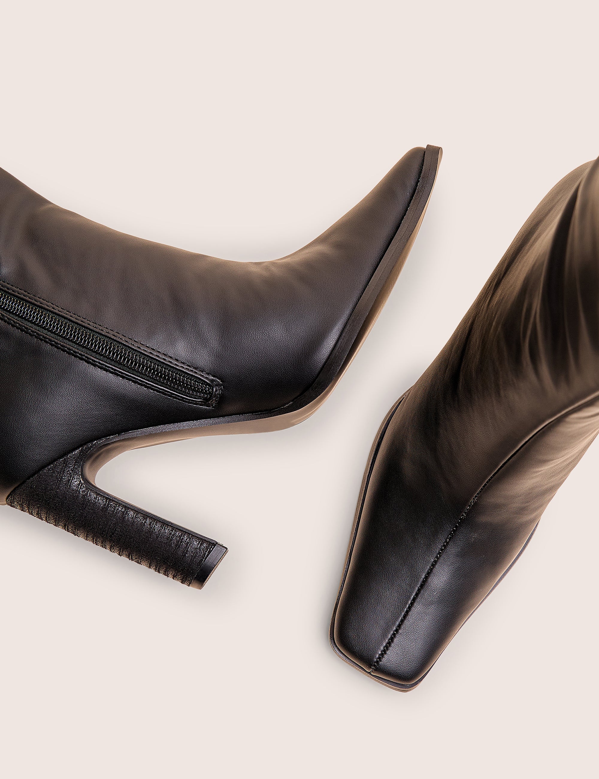 Acquilla Black Knee High Flared Heel Boots | Public Desire