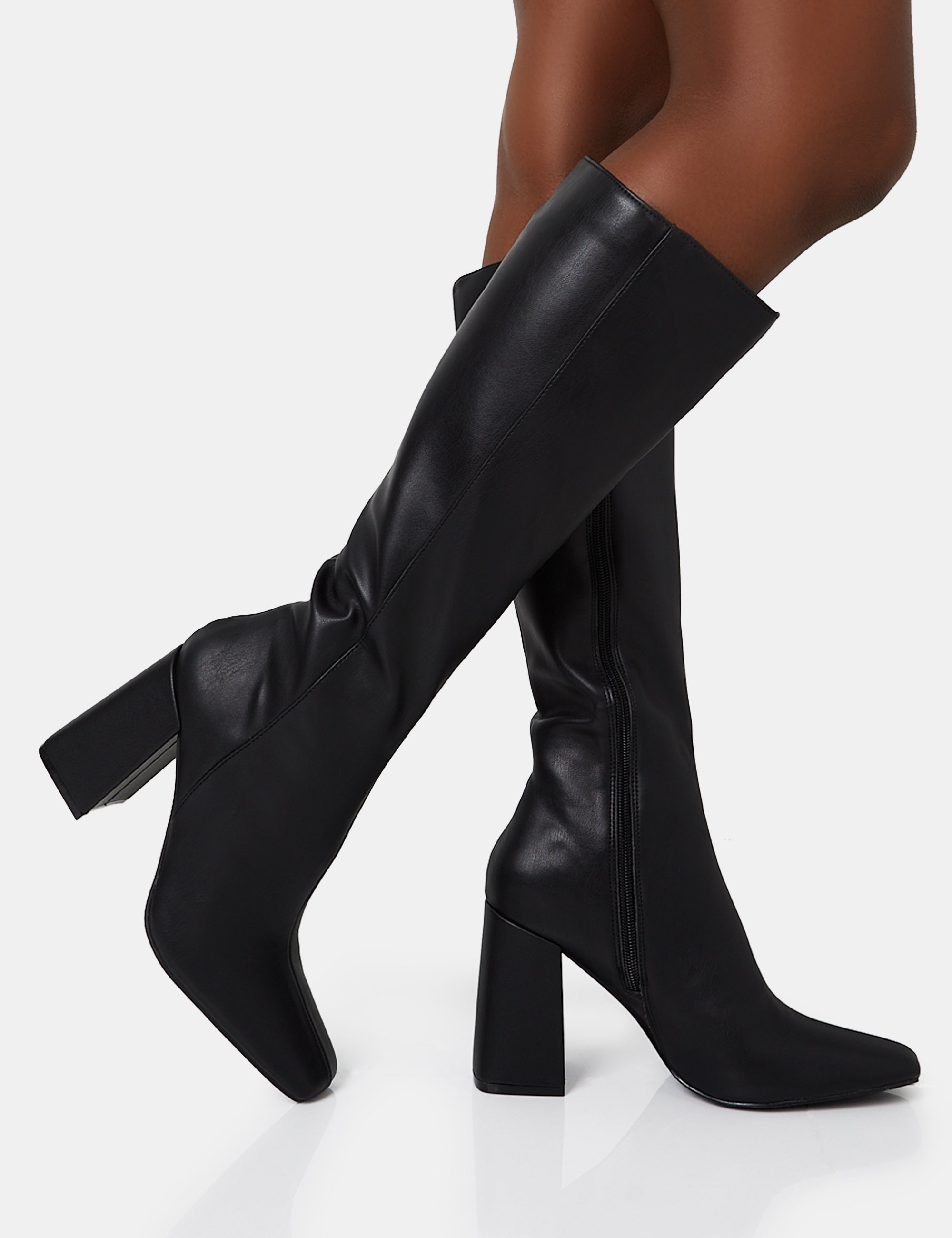 Women's Boots Long Black Heeled Boots Apology Wide Fit Black