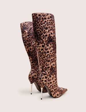 Witchcraft Leopard Lace Up Knee High Boots