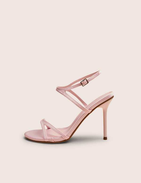 Samba Baby Pink Satin Strappy Barely There Stiletto High Heels