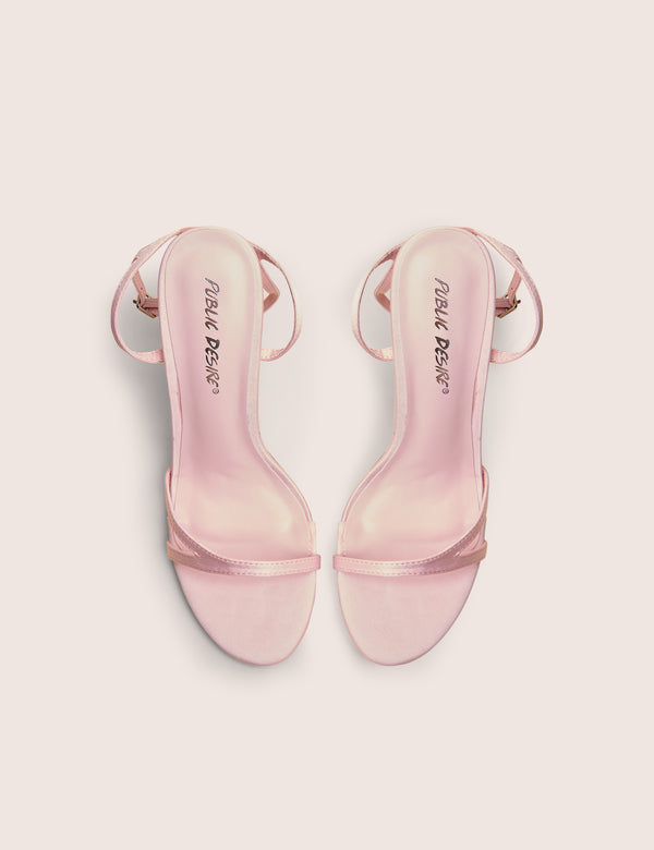 Samba Baby Pink Satin Strappy Barely There Stiletto High Heels