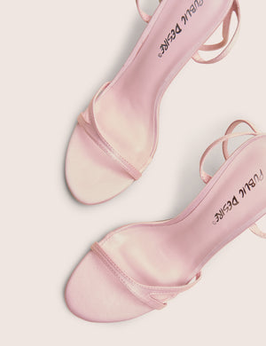 Samba Baby Pink Satin Strappy Barely There Stiletto High Heels