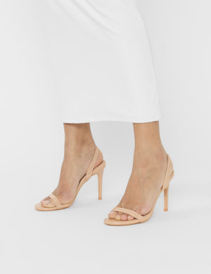 Barely Nude Patent Round Toe Slingback Stiletto Heels