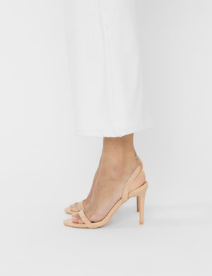 Barely Nude Patent Round Toe Slingback Stiletto Heels