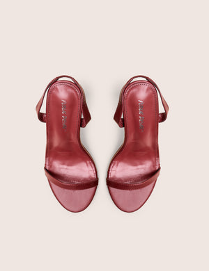 Barely Wide Fit Burgundy Pu Round Toe Slingback Stiletto Heels