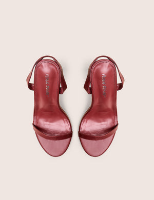 Barely Wide Fit Burgundy Pu Round Toe Slingback Stiletto Heels