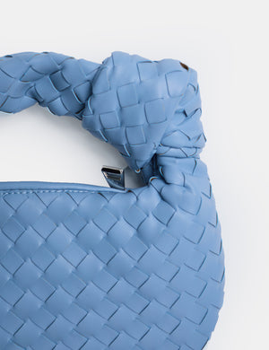 The Blame Baby Blue Woven Pu Knot Detail Mini Pu Bag