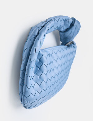 The Blame Baby Blue Woven Pu Knot Detail Mini Pu Bag