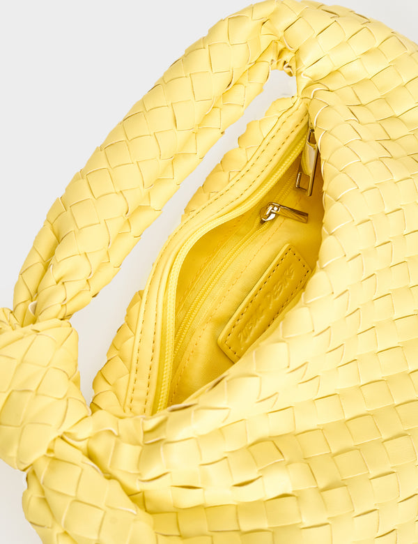 The Blame Lemon Woven Pu Knot Detail Mini Pu Bag