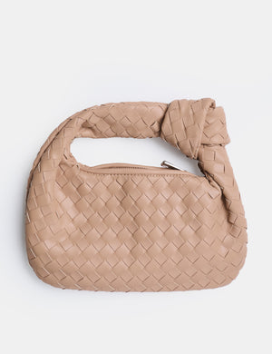 The Blame Nude Woven Pu Knot Detail Mini Pu Bag