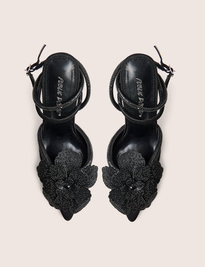 Bloomer Black Flower Embellished Court Heel