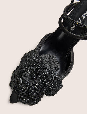 Bloomer Black Flower Embellished Court Heel