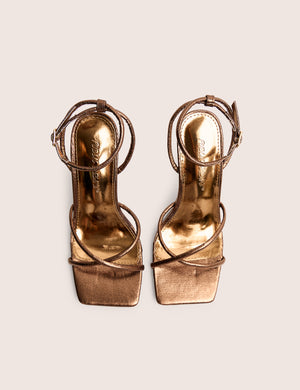 Bree Bronze PU Barely There Square Toe Mid Stiletto Heels