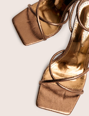 Bree Bronze PU Barely There Square Toe Mid Stiletto Heels