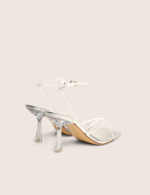 Bree Silver Perspex Barley There Square Toe Mid Stiletto Heels