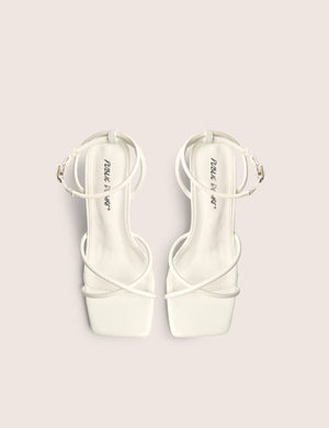 Bree White Patent Barely There Square Toe Mid Stiletto Heels