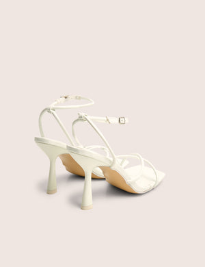 Bree White Patent Barely There Square Toe Mid Stiletto Heels
