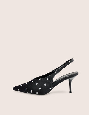 Brooke Black Polka Dot Court Mid Heels