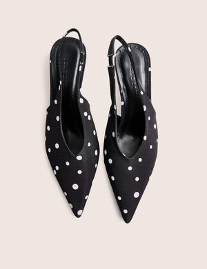 Brooke Black Polka Dot Court Mid Heels