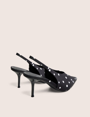 Brooke Black Polka Dot Court Mid Heels