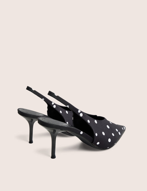 Brooke Black Polka Dot Court Mid Heels