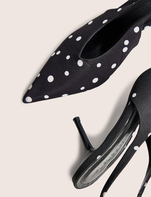 Brooke Black Polka Dot Court Mid Heels