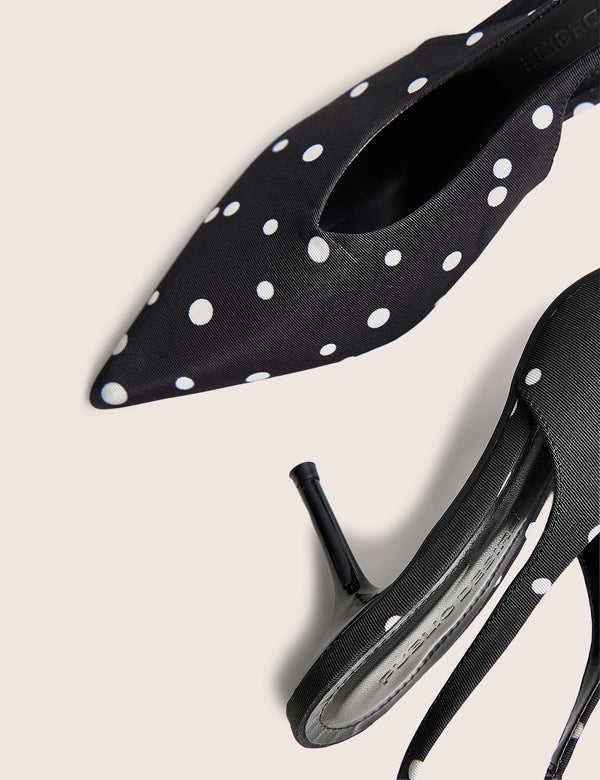 Brooke Black Polka Dot Court Mid Heels
