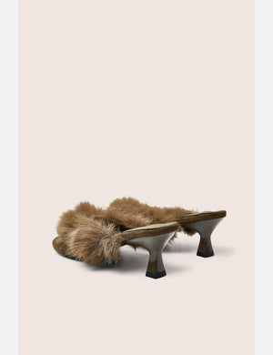 Camilla Oliver Fur Detail Kitten Heel Thong Sandals