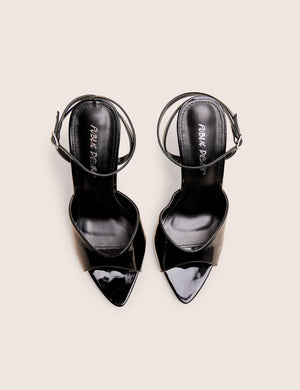 Caught on Black Peep Toe Curved High Heel