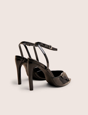 Caught on Black Peep Toe Curved High Heel