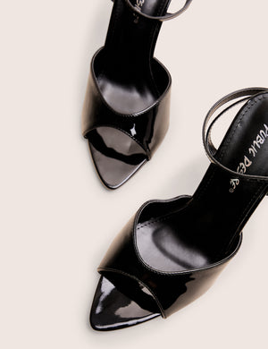 Caught on Black Peep Toe Curved High Heel